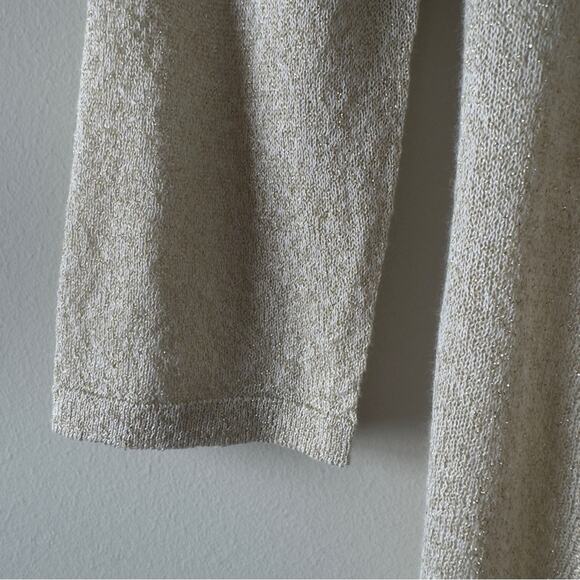 Cache metallic 3/4 sleeve open front cardigan knit sparkly fall winter autumn M - Picture 8 of 12